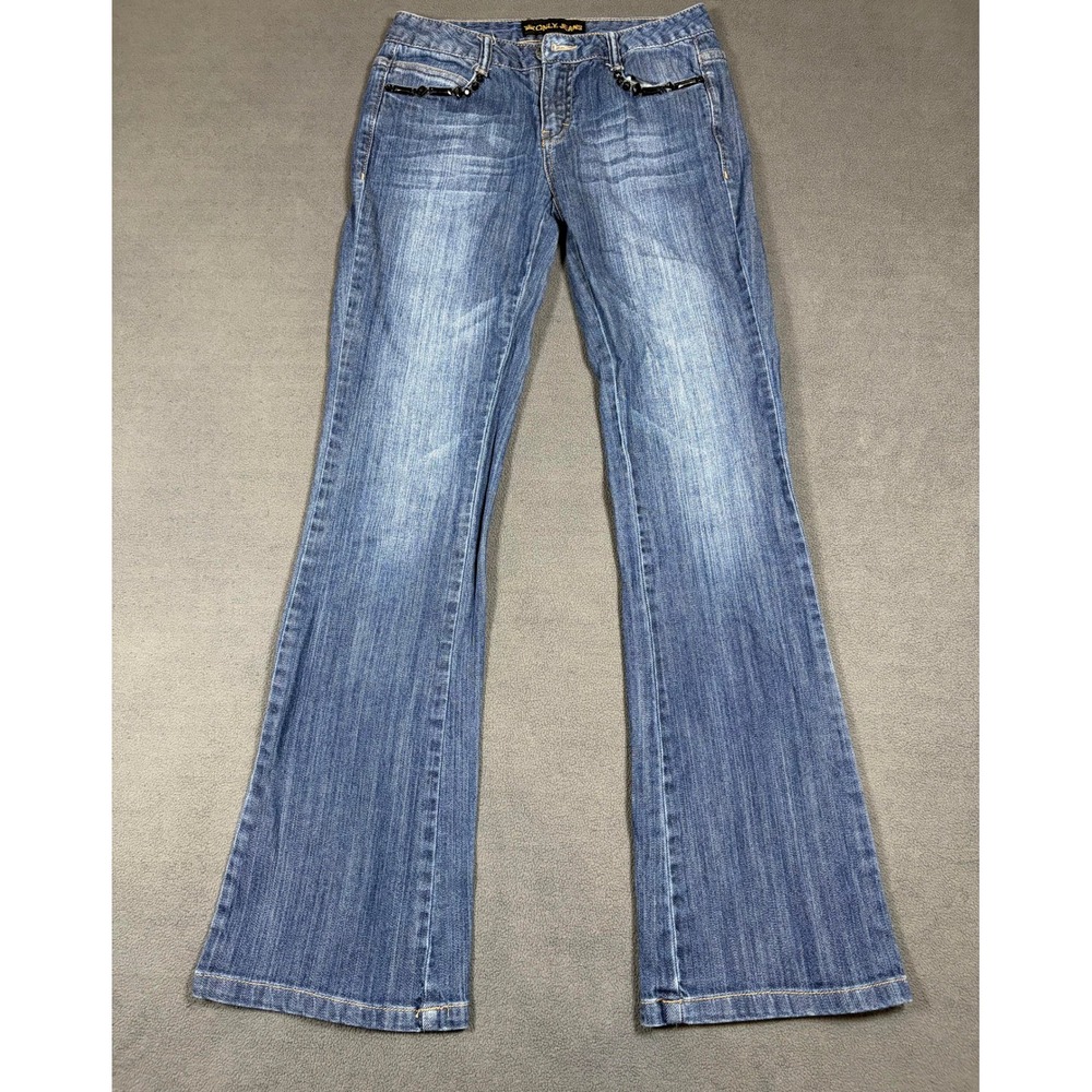 Only Jeans Bootcut Jeans Womens 27 Blue Beaded Pocket Accents Low Rise